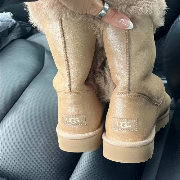 UGG Classic Fluff Pin Mini Boot, Antique Pearl - Picture 10 of 11